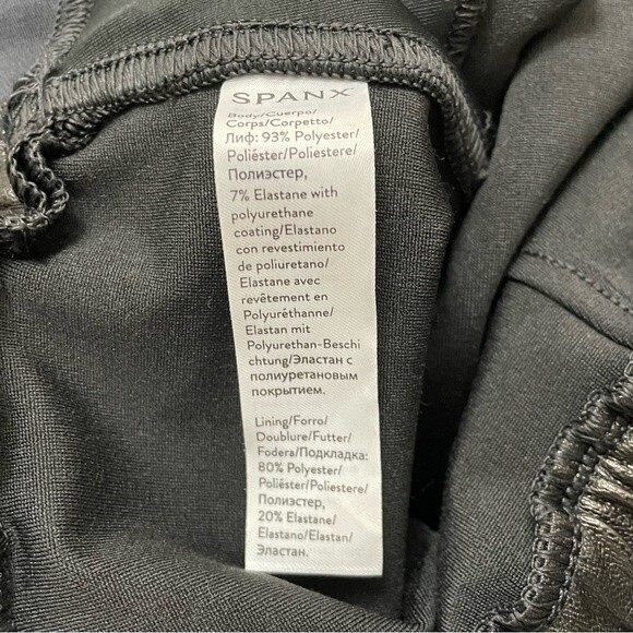 Spanx Faux Leather Jogger Pants Black High Rise Elastic Waist Vegan Size Medium - Picture 9 of 11